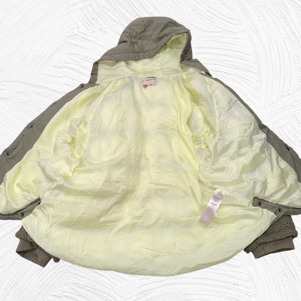 Anthropologie Pilcro Green Swing Puffer Sherpa Jacket Large - Picture 4 of 8